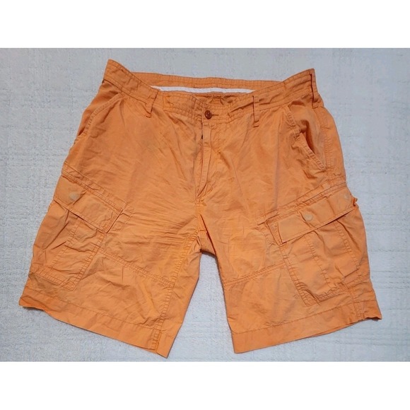 Polo Ralph Lauren Cargo Shorts Men's 34 Vintage Orange Y2K Baggy Cotton Blend - Picture 1 of 7